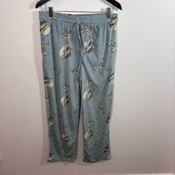 Star Wars Baby Yoda Fleece Elastic Waste Drawstring Pajama Pants Medium Soft - Picture 3 of 12